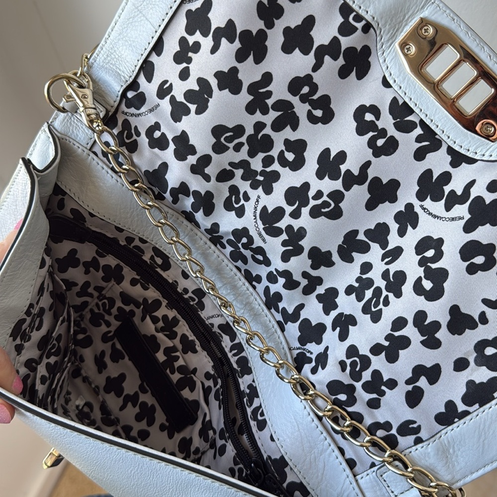 HOLD Rebecca Minkoff Love Quilted Crossbody Shoulder Bag Gray Beige Cream Taupe - Picture 11 of 11